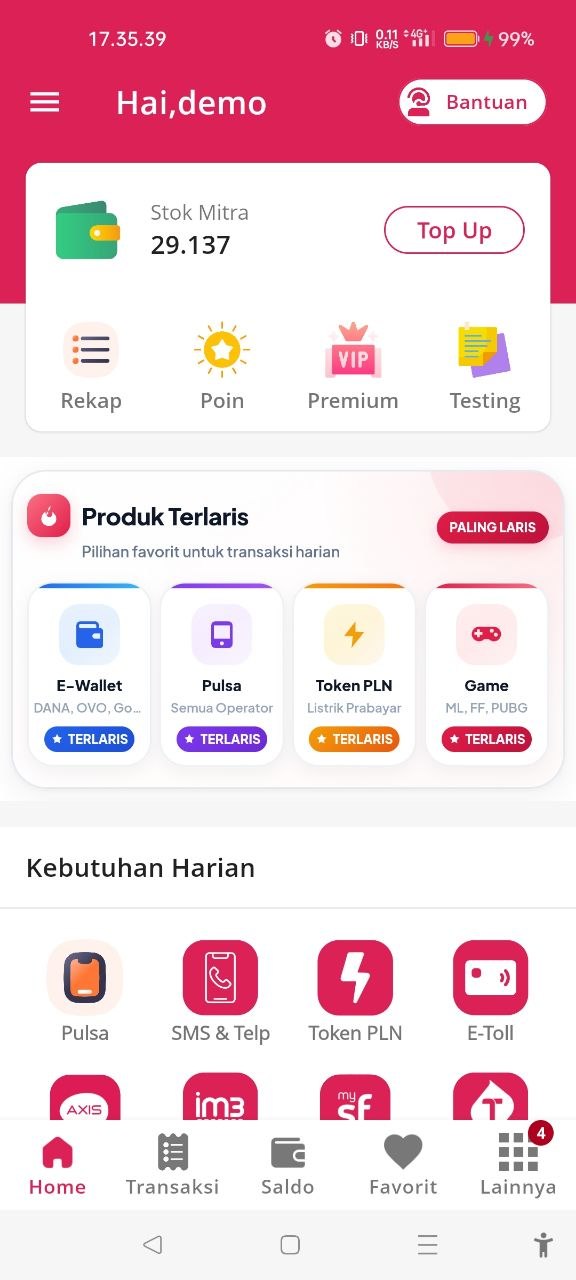 Tampilan halaman utama aplikasi DigiPOP